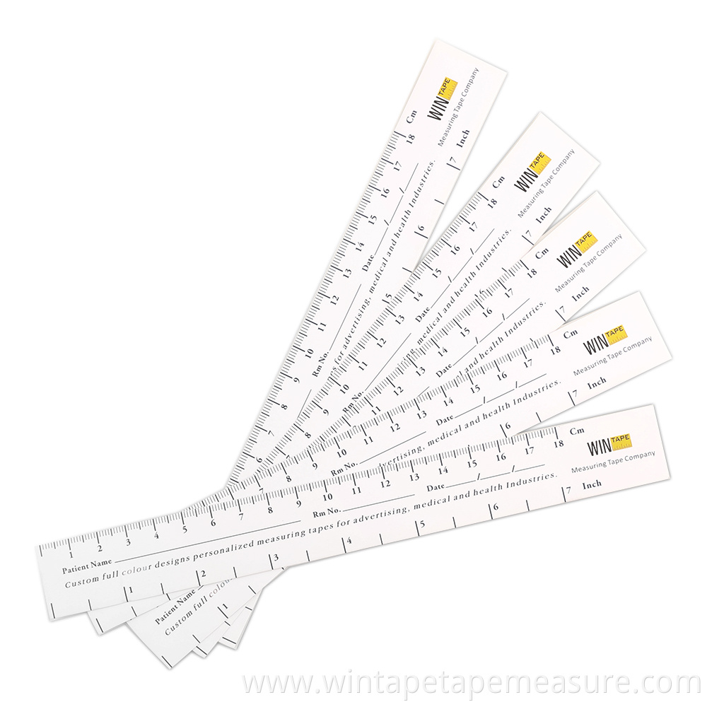 Wintape 18cm / 7'' Educare Wound Ruler (PAPER) Wound Measuring Tape (Pack of 100) Medical Medimeter